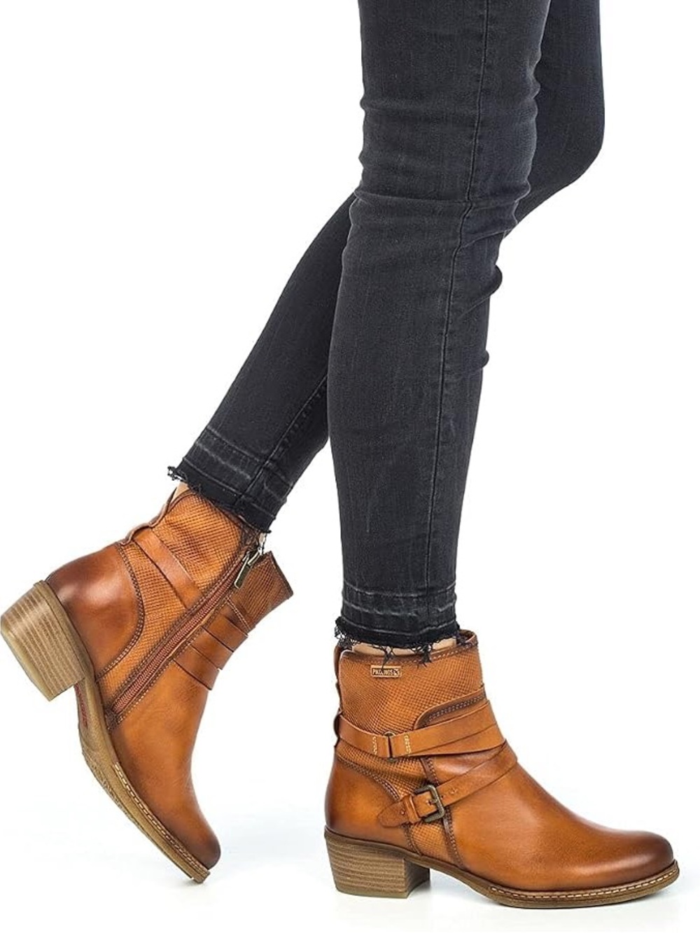 PIKOLINOS Zaragoza Brown Leather Ankle Boots with Buckle Strap Detail 40 9.5-10